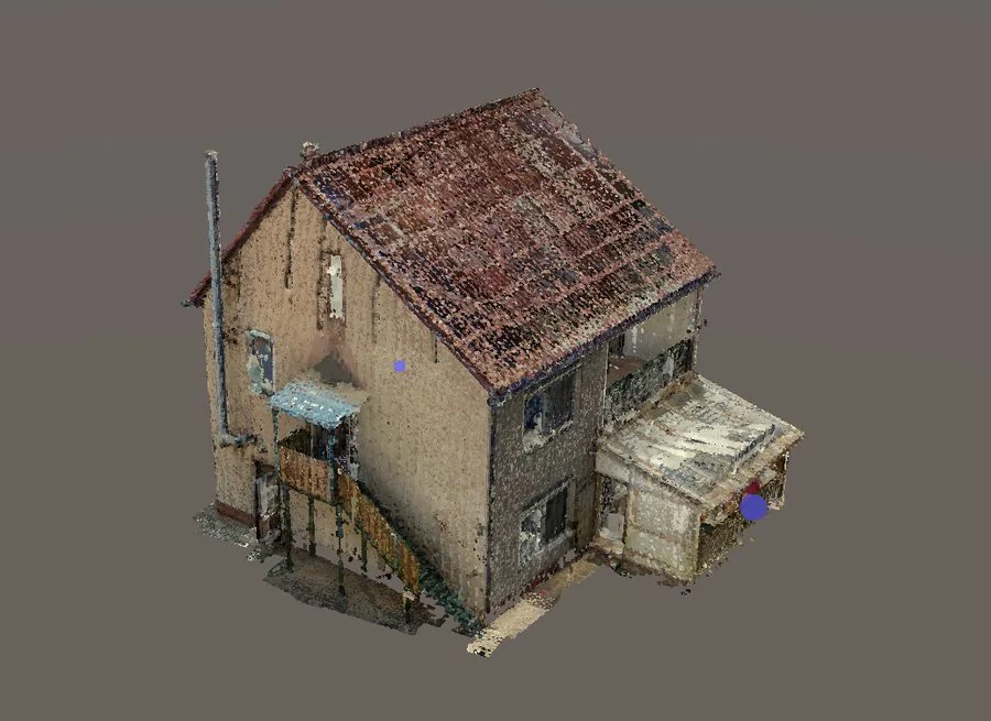 The house on its own, with a little loose noise still clinging to its boundary.